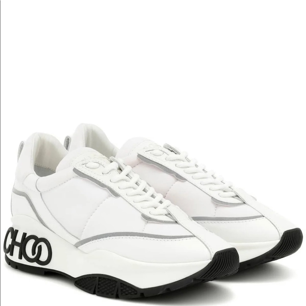 Jimmy Choo Womens Raine White Sneaker Size 7.5.